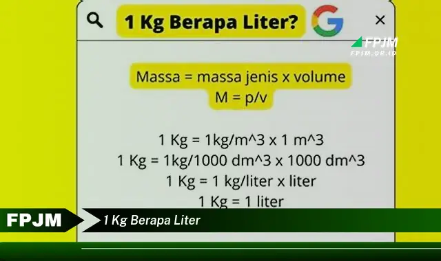 1 kg berapa liter