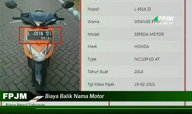 biaya balik nama motor