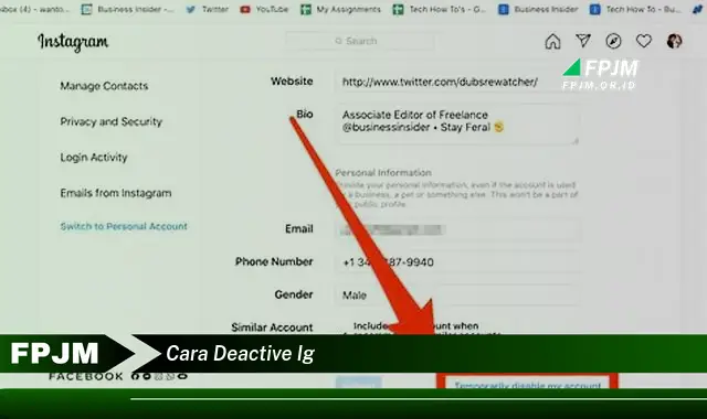 cara deactive ig