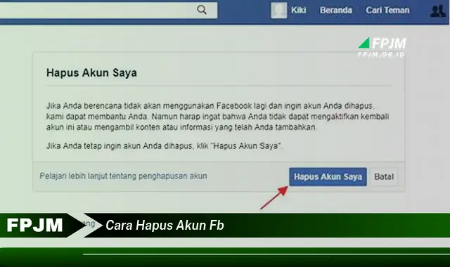 cara hapus akun fb