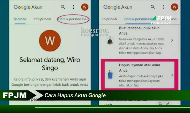 cara hapus akun google