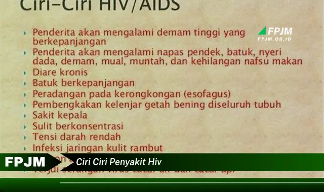 ciri ciri penyakit hiv