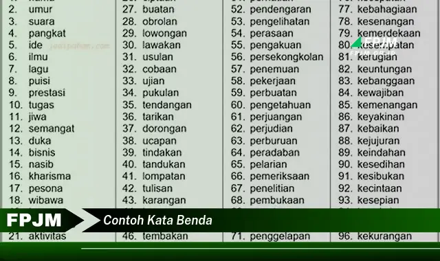 contoh kata benda