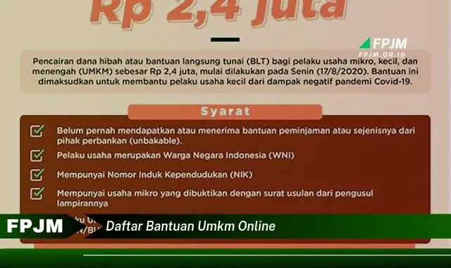 daftar bantuan umkm online