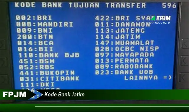 kode bank jatim