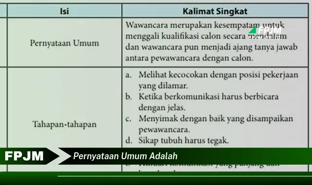 pernyataan umum adalah