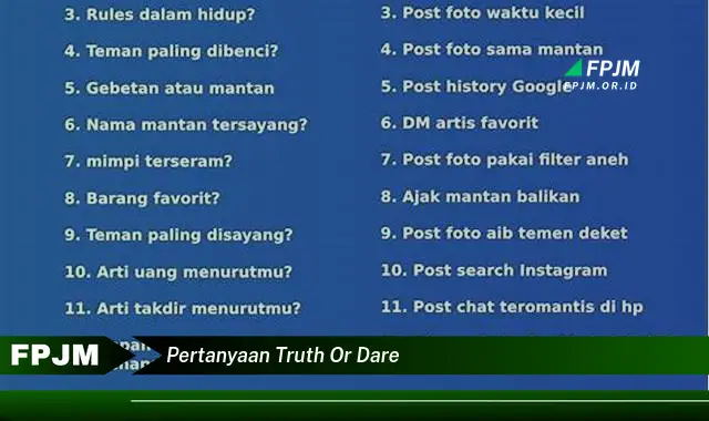 pertanyaan truth or dare