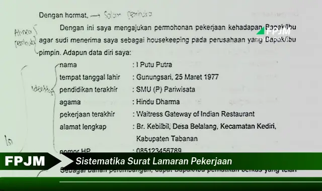 sistematika surat lamaran pekerjaan