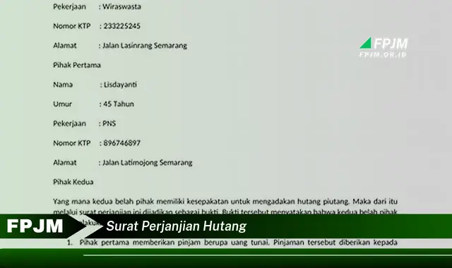 surat perjanjian hutang