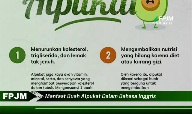 manfaat buah alpukat dalam bahasa inggris