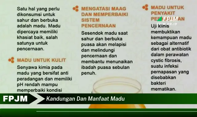 kandungan dan manfaat madu