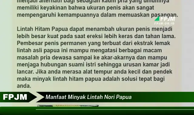 manfaat minyak lintah nori papua